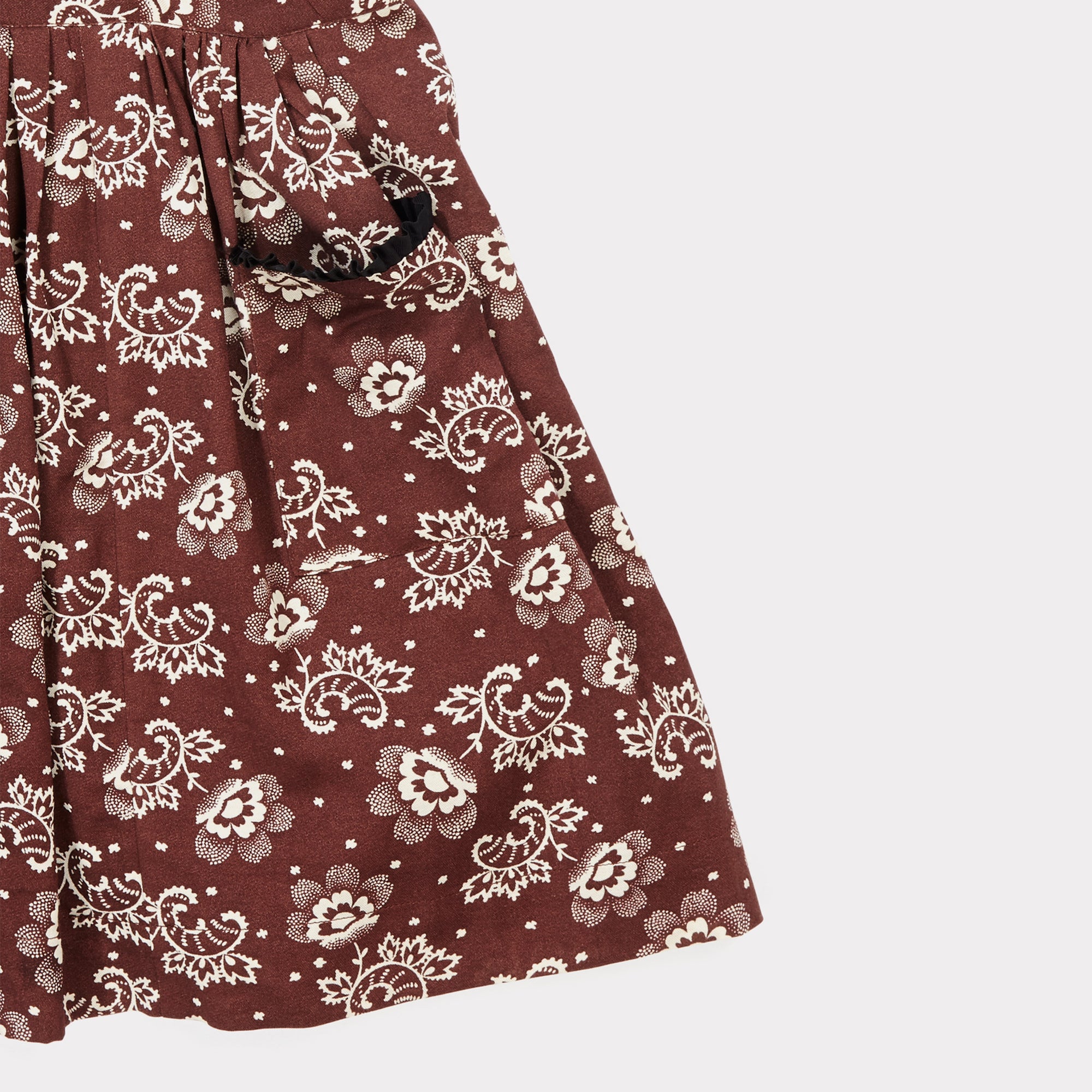 Girls Chocolate Dot Flower Print Skirt