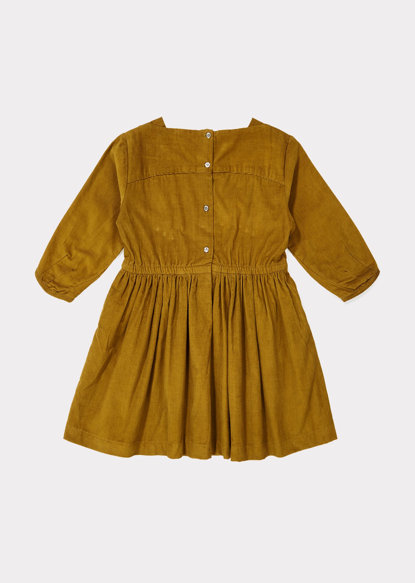 Girls Mustard Waist Cotton Dress