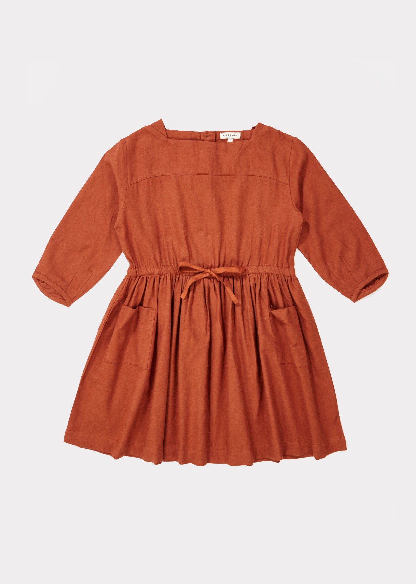 Girls Caramel Waist Cotton Dress