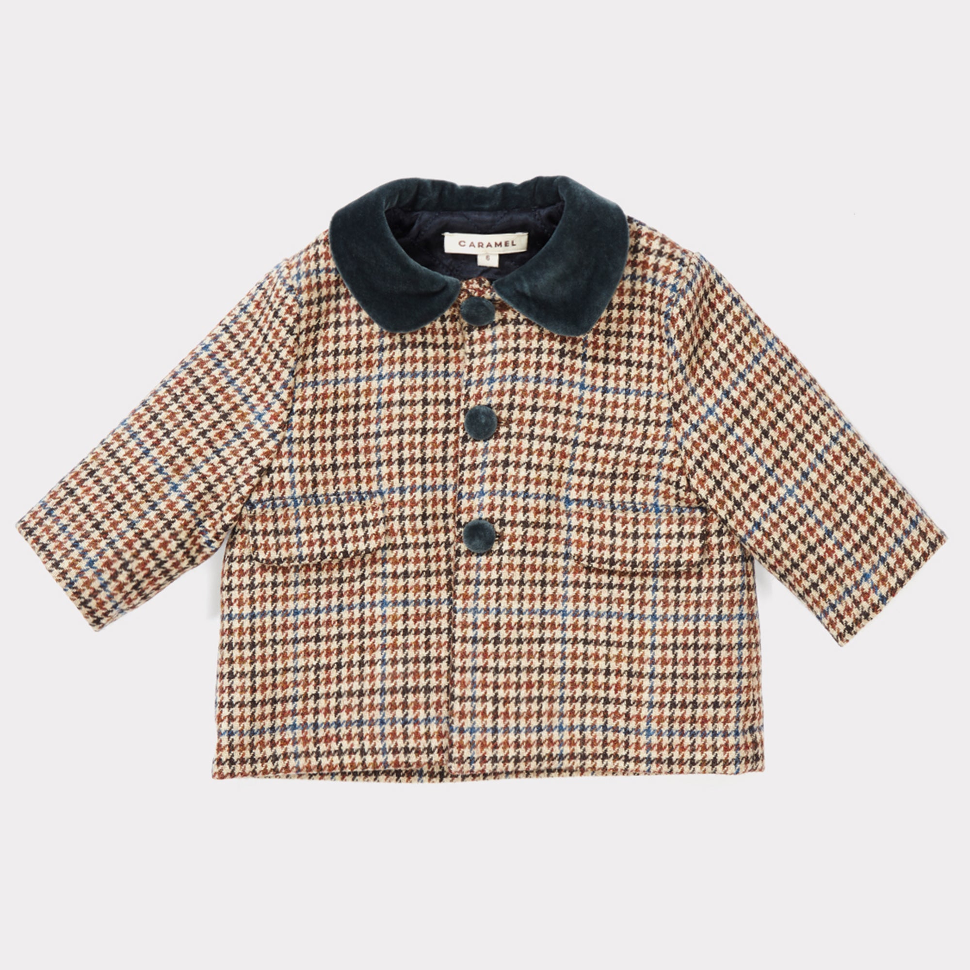 Baby Beige Wool Check Pure New Wool Coat