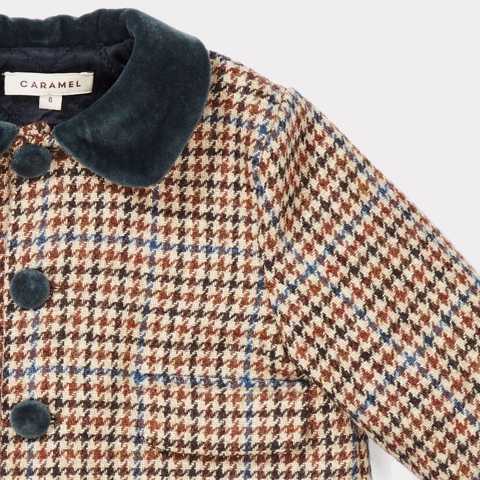 Baby Beige Wool Check Pure New Wool Coat