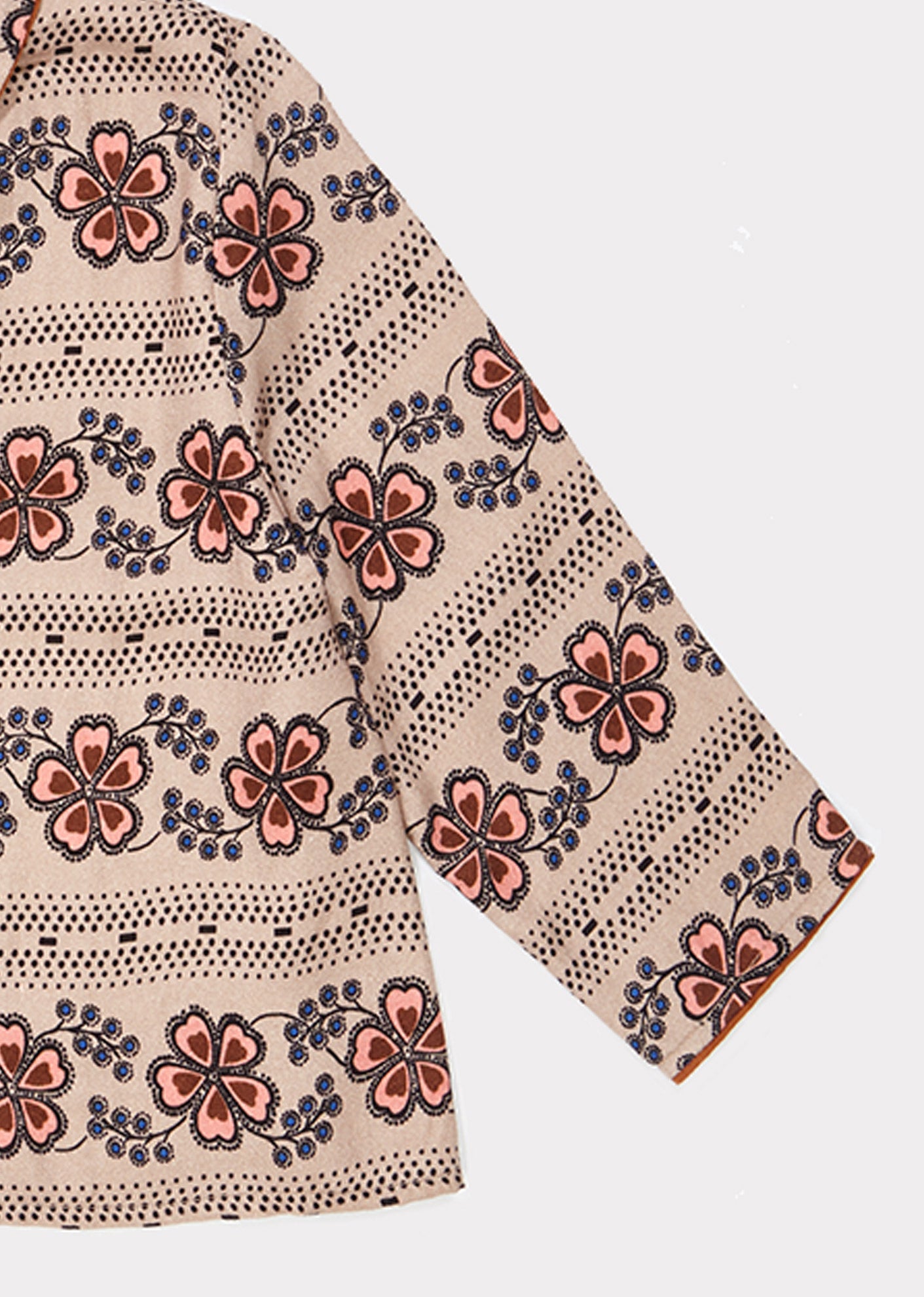 Girls Light Brown Flower Printed Shirt