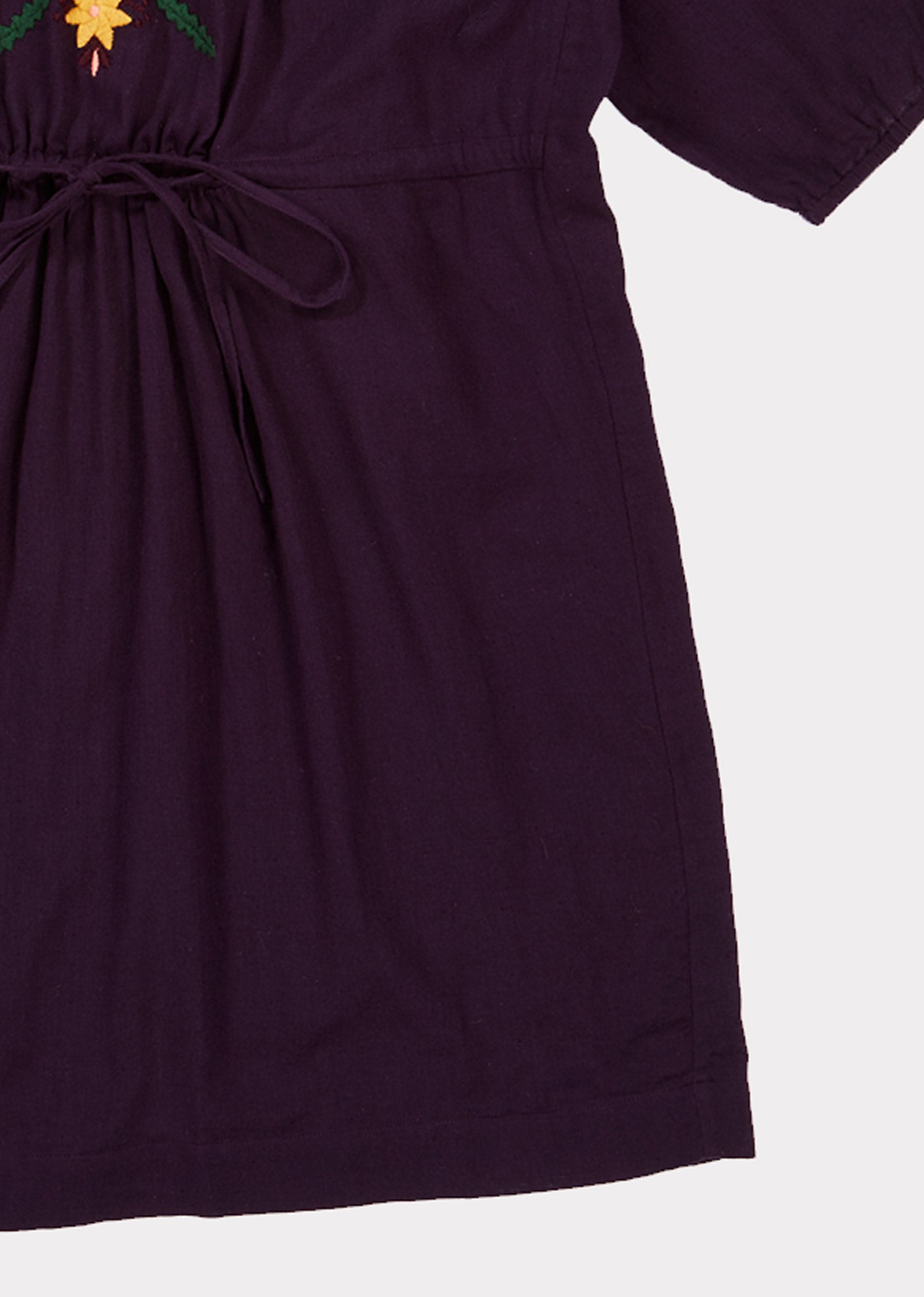 Girls Purple Embroidered Cotton Dress