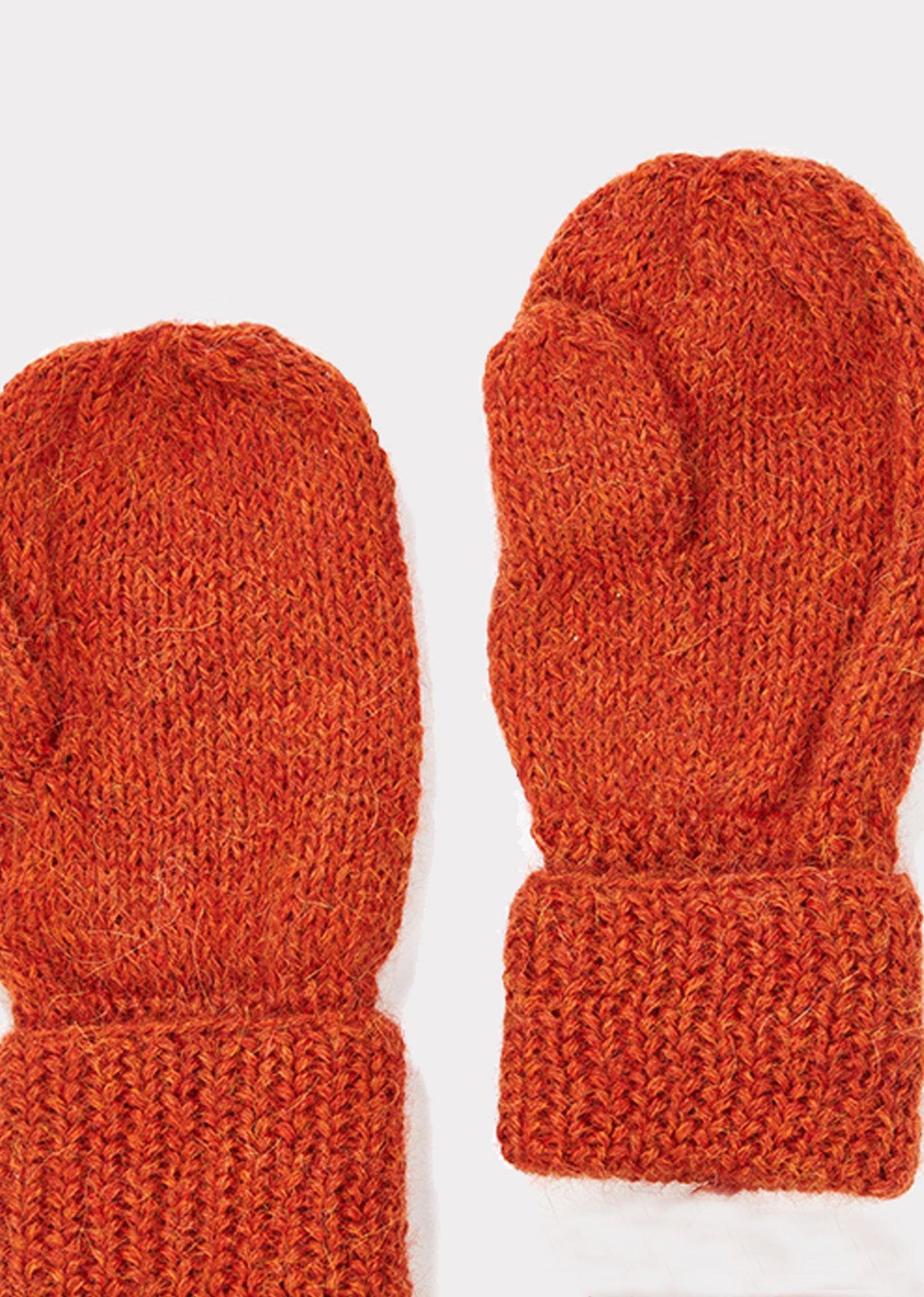 Girls Orange Alpaca Wool Gloves