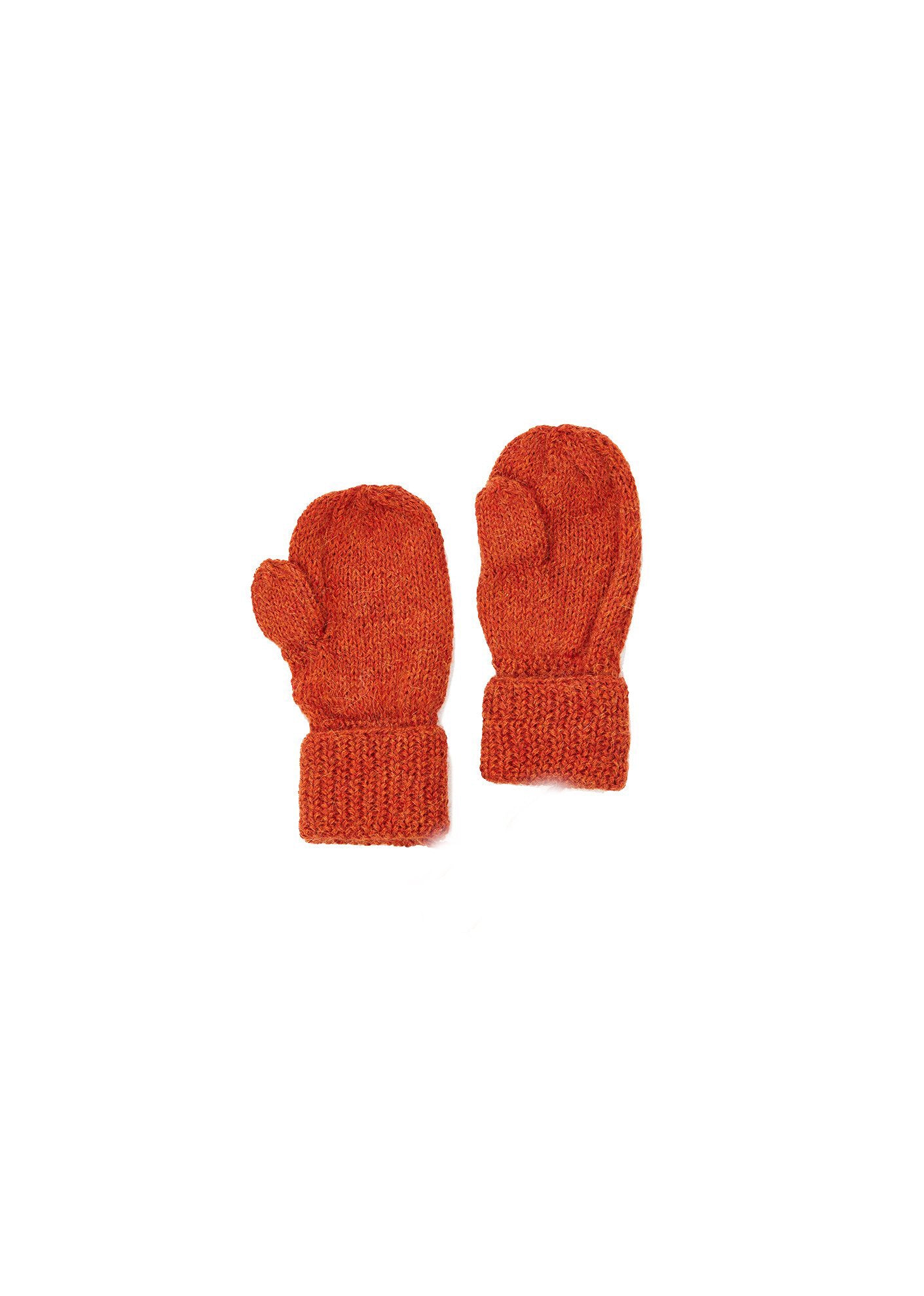 Girls Orange Alpaca Wool Gloves