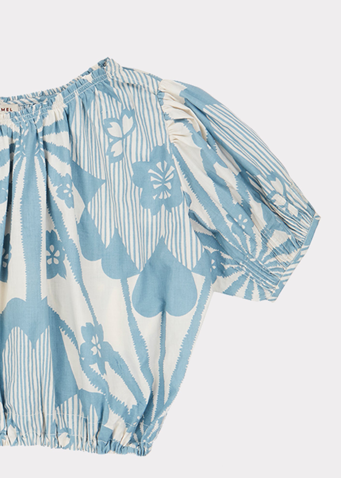 Girls Blue Flowers Print Cotton Top
