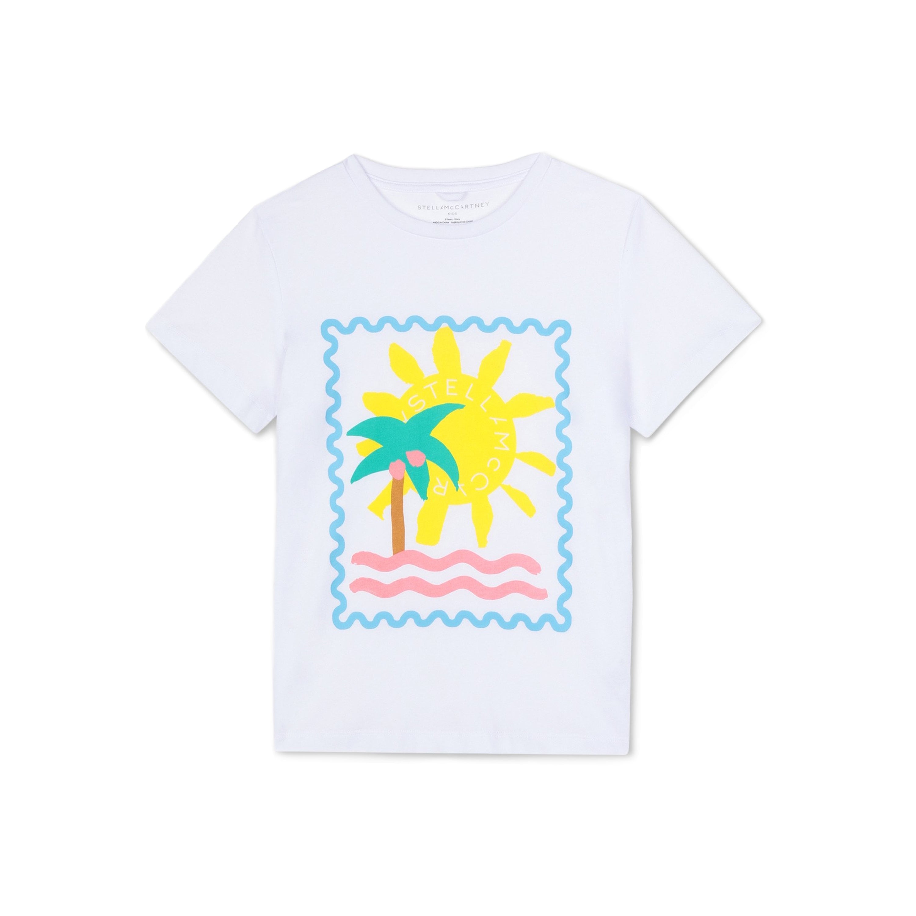 Girls White Printing Cotton T-Shirt