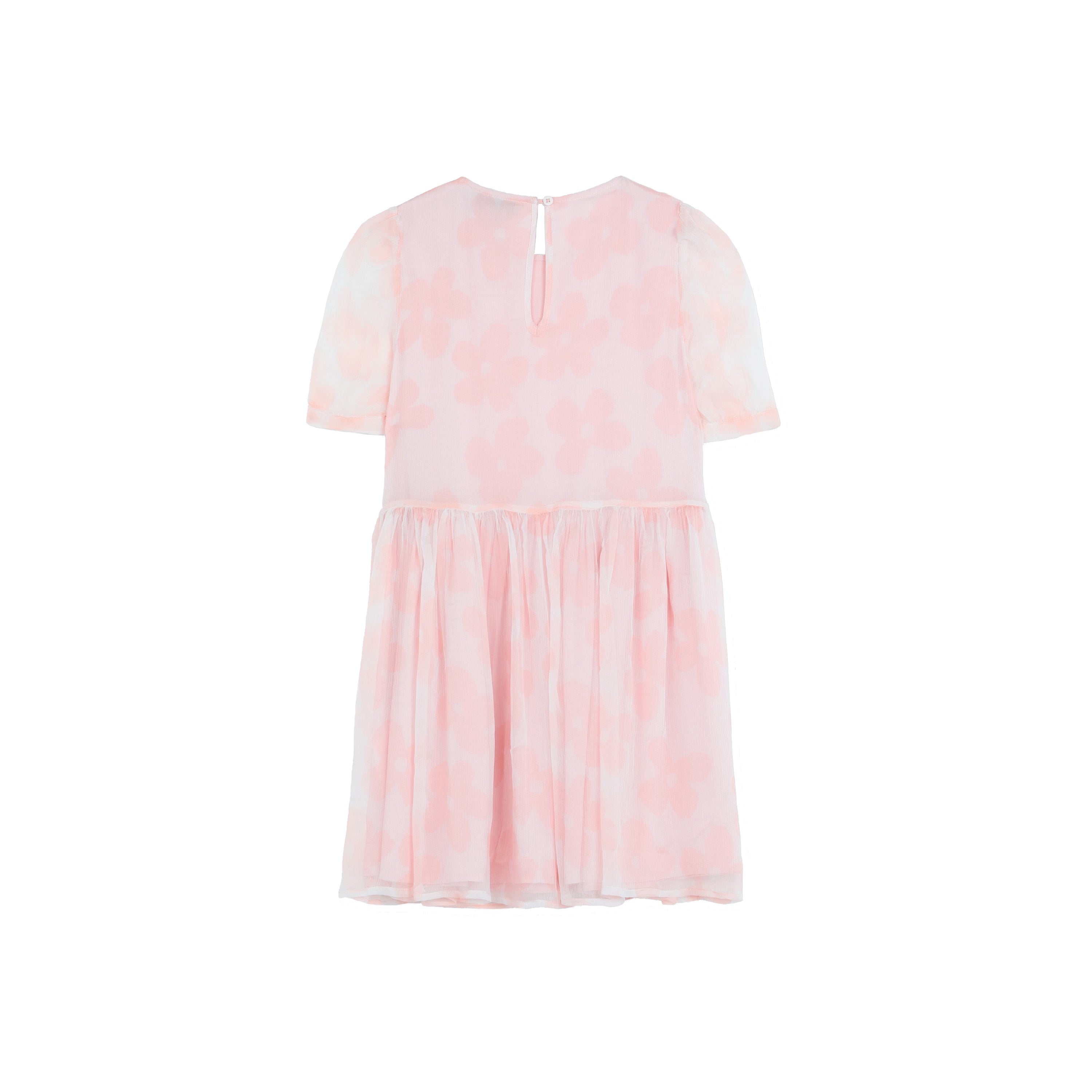 Girls Pink Flower Silk Dress