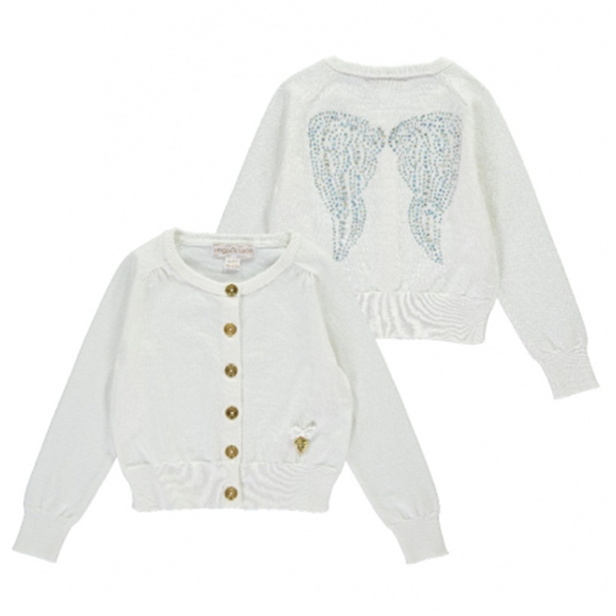 Girls White Cotton Knitted Cardigan