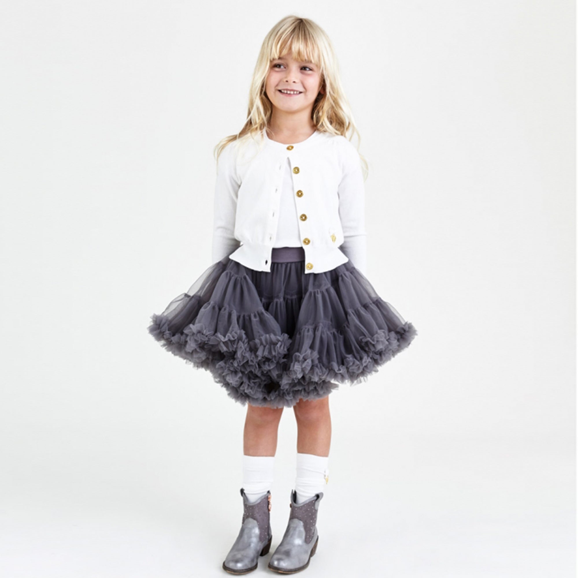 Girls White Cotton Knitted Cardigan