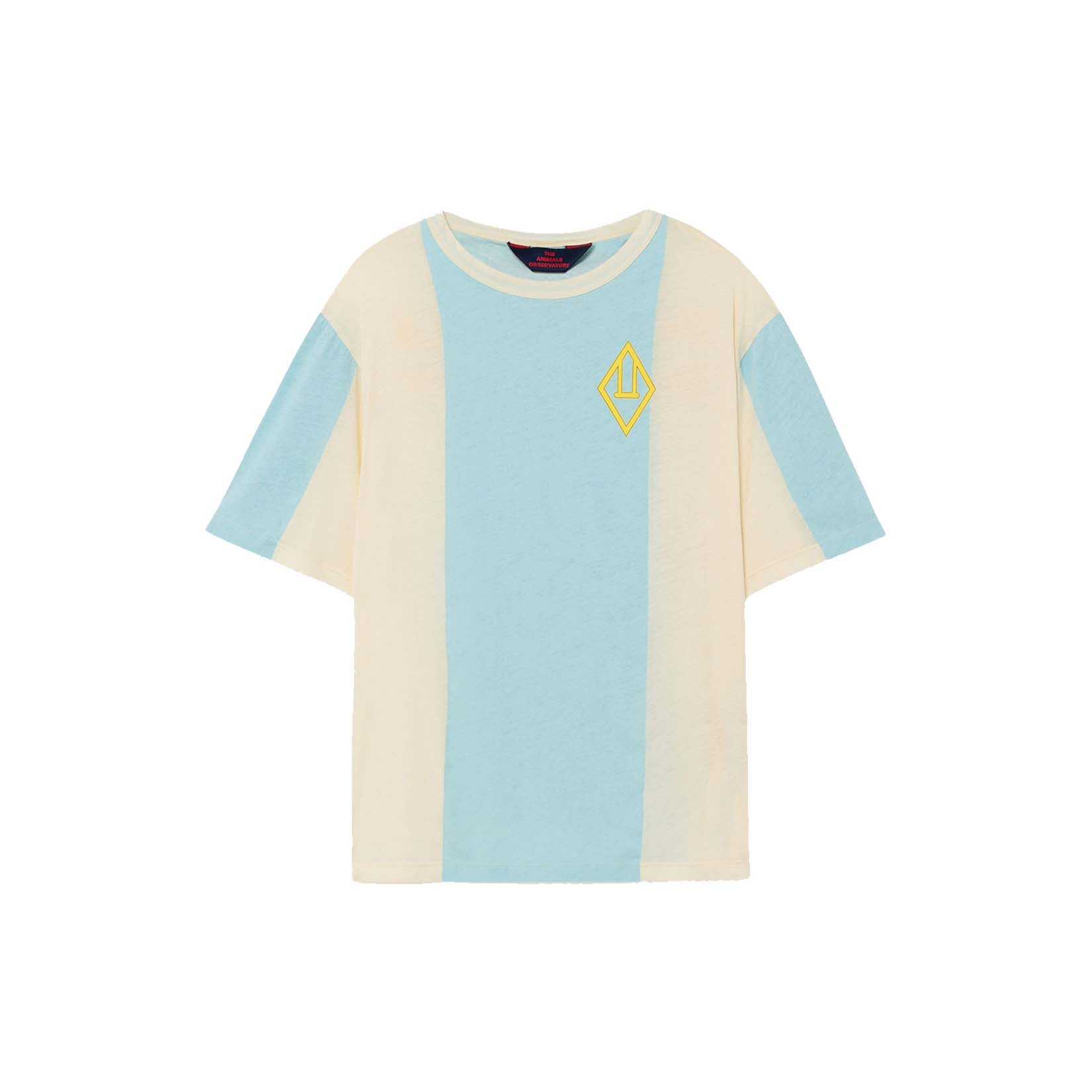 Girls White & Blue Stripe Cotton T-Shirt