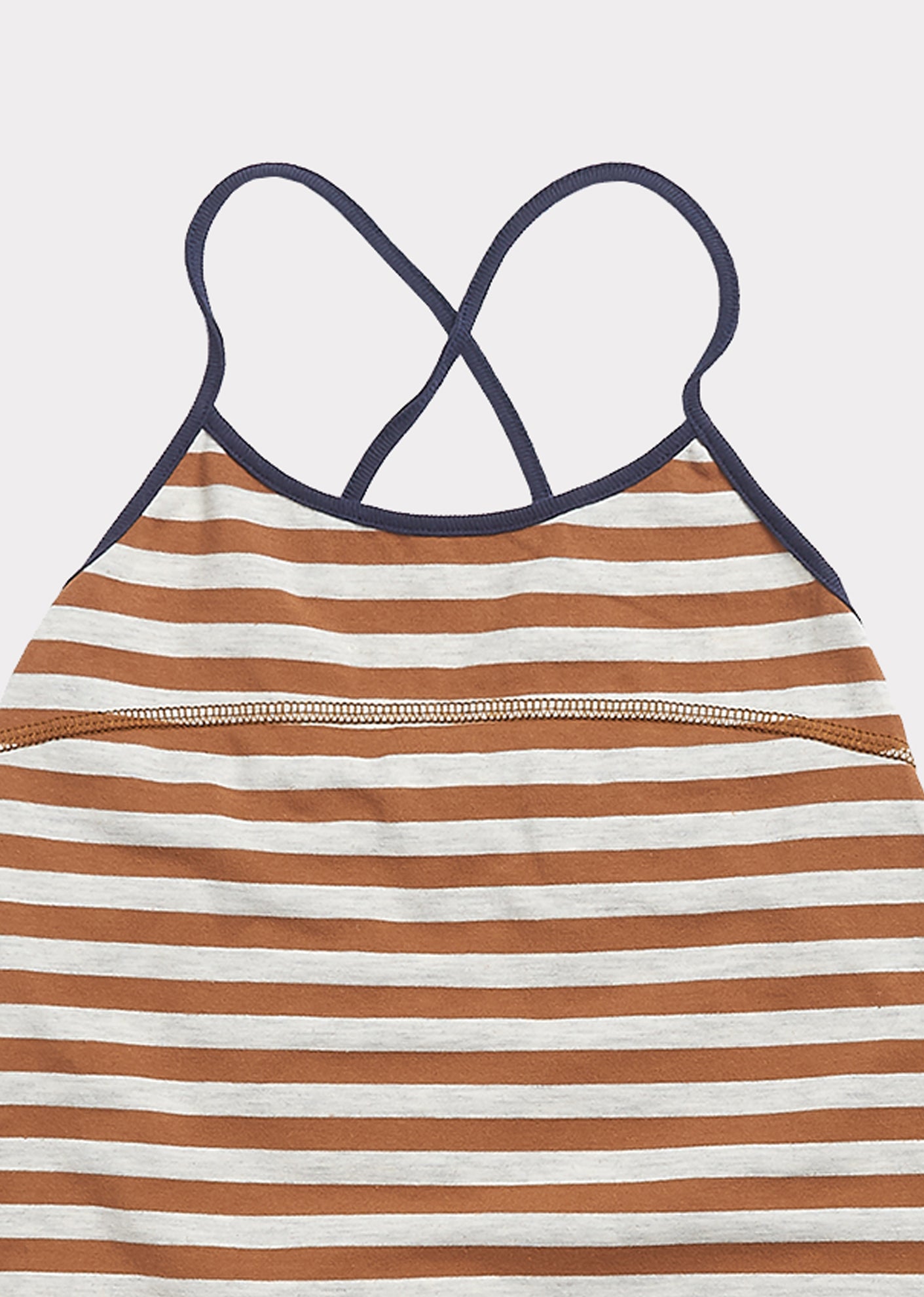 Girls Brown Stripe Cotton Dress