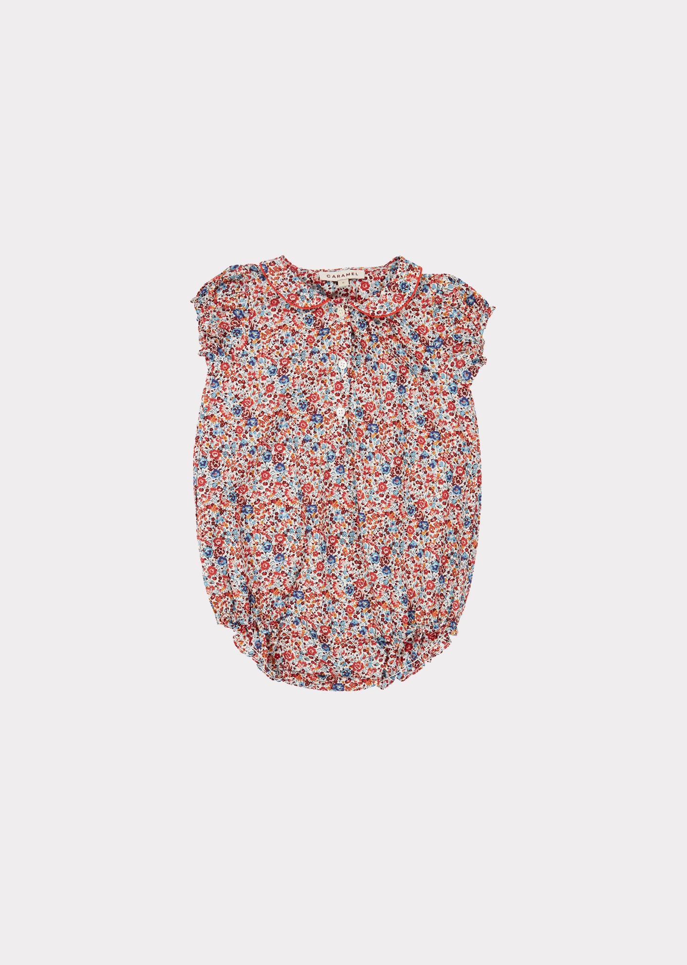 Baby Girls Red Flowers Cotton Jumpsuit