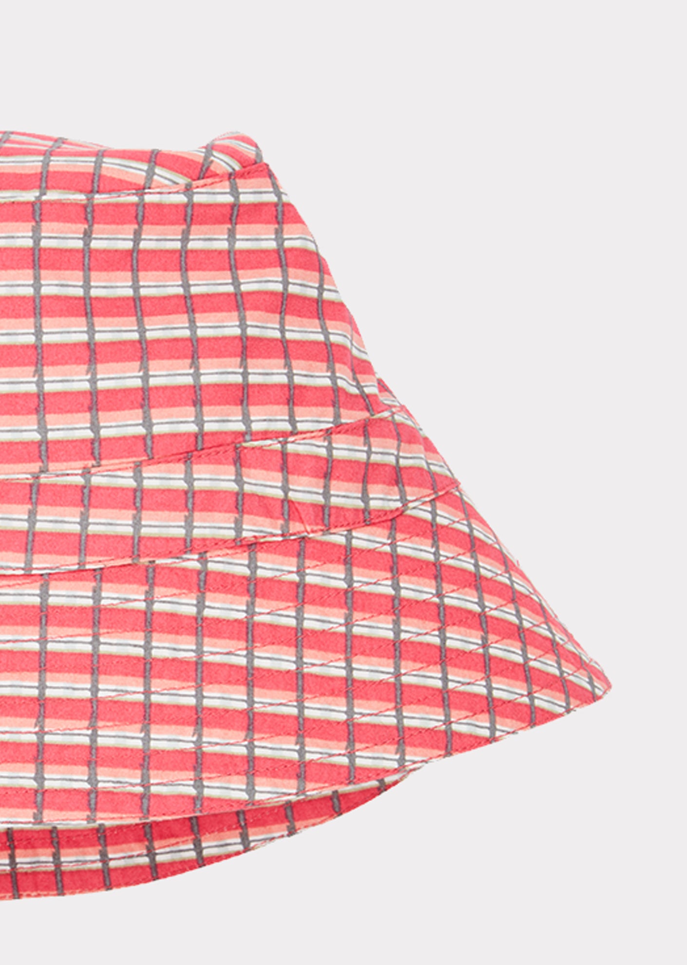 Girls Red Check Cotton Hat