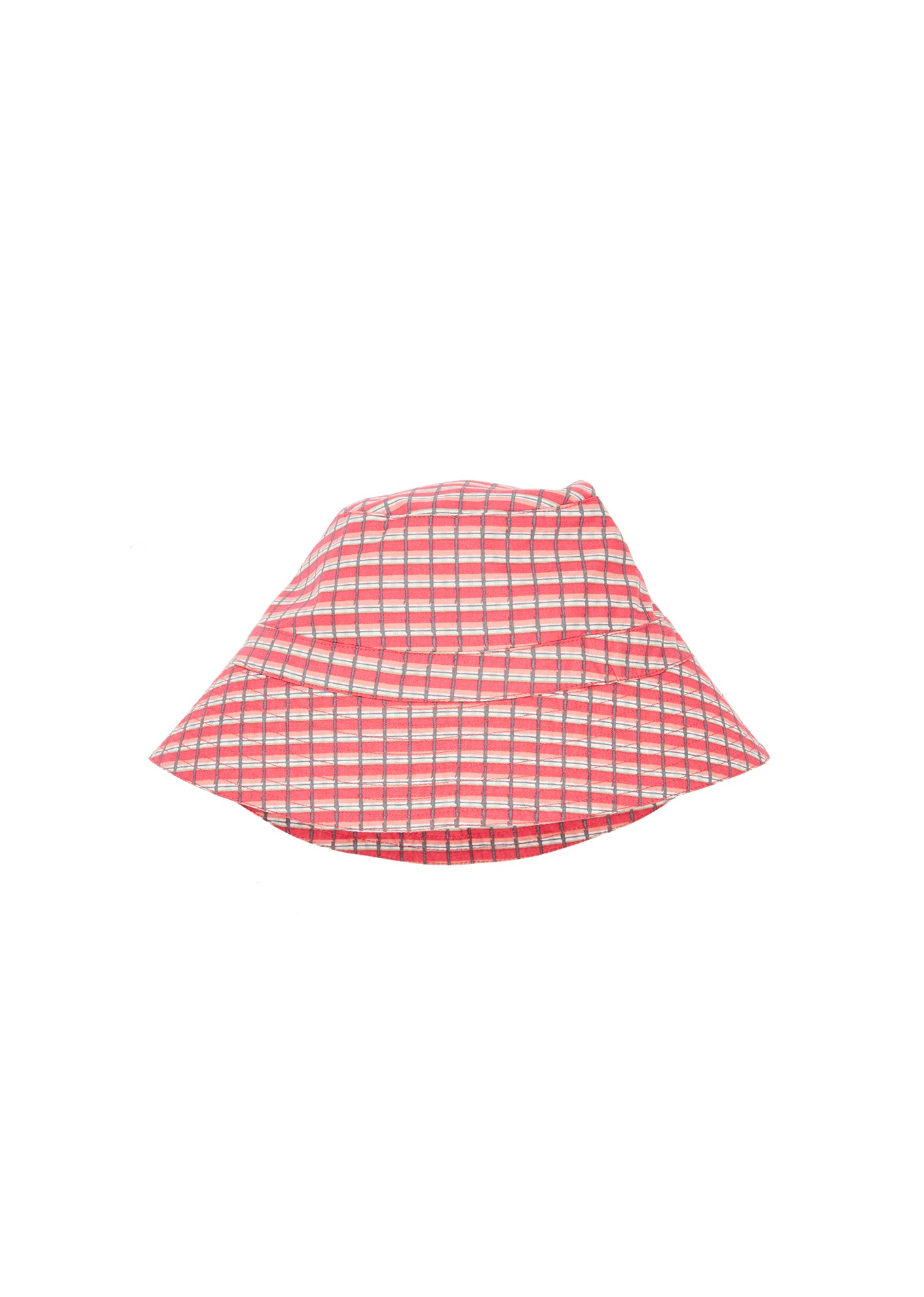 Girls Red Check Cotton Hat