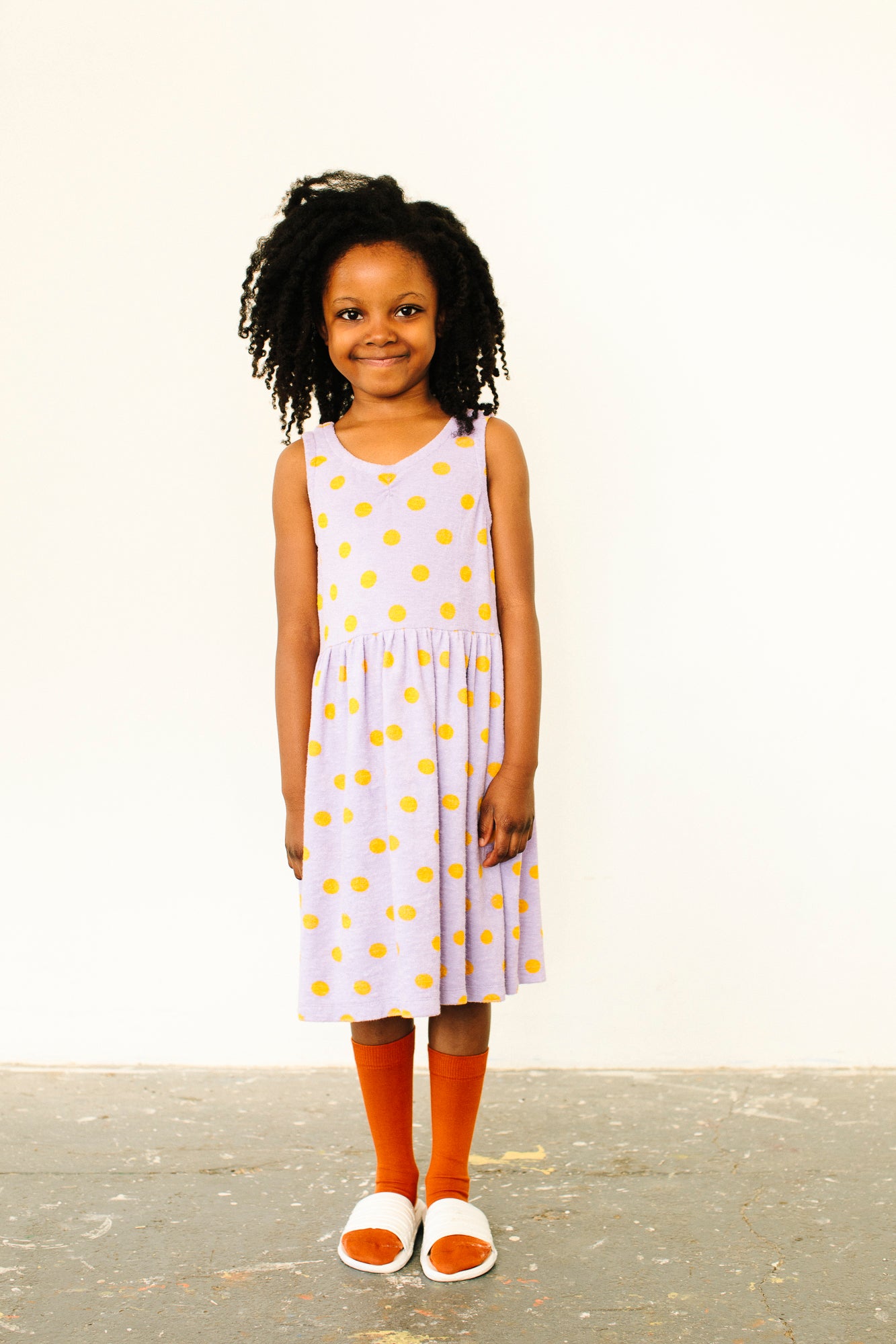 Girls Purple Dots Cotton Dress
