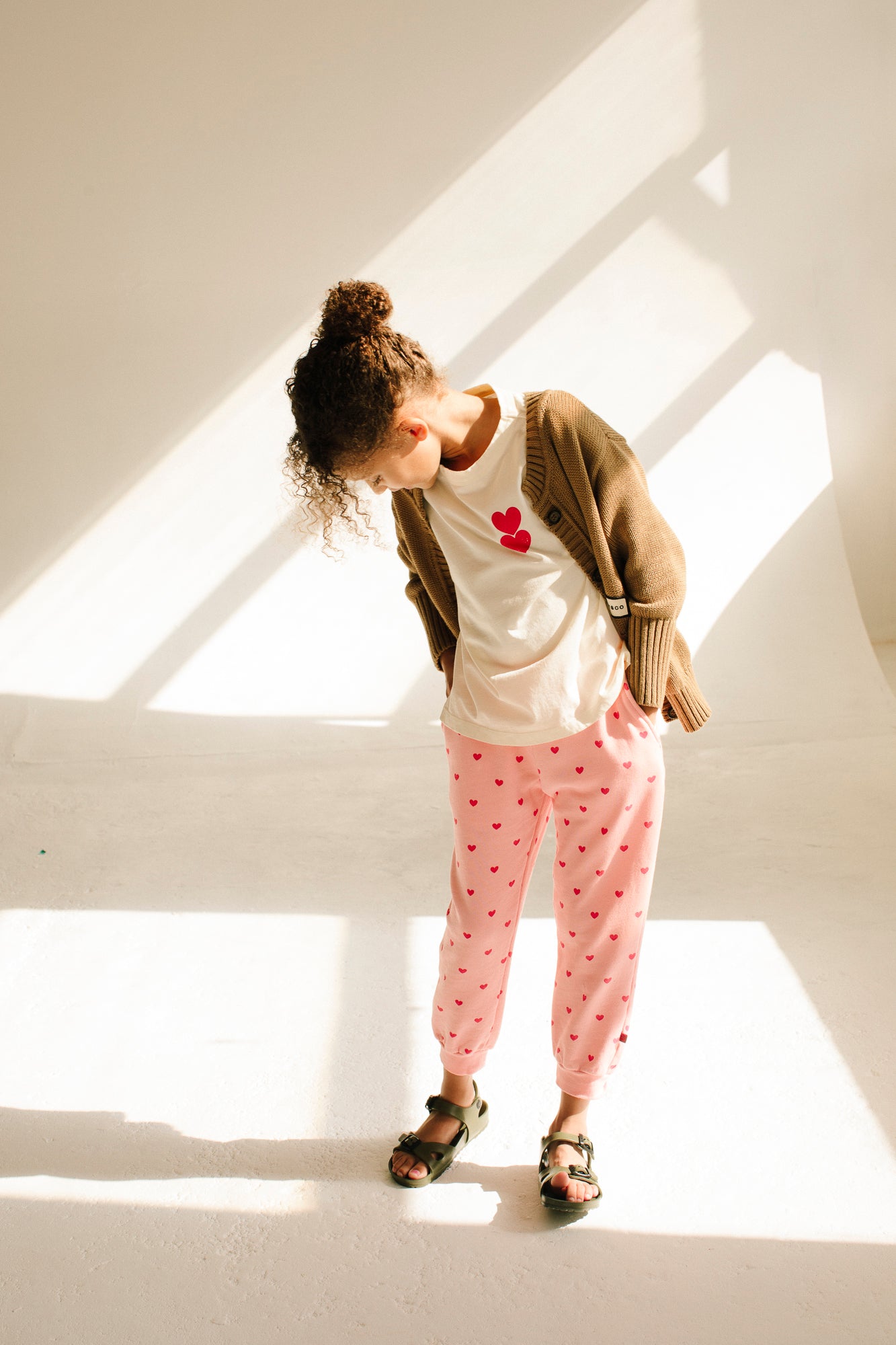 Girls White Heart Cotton T-Shirt
