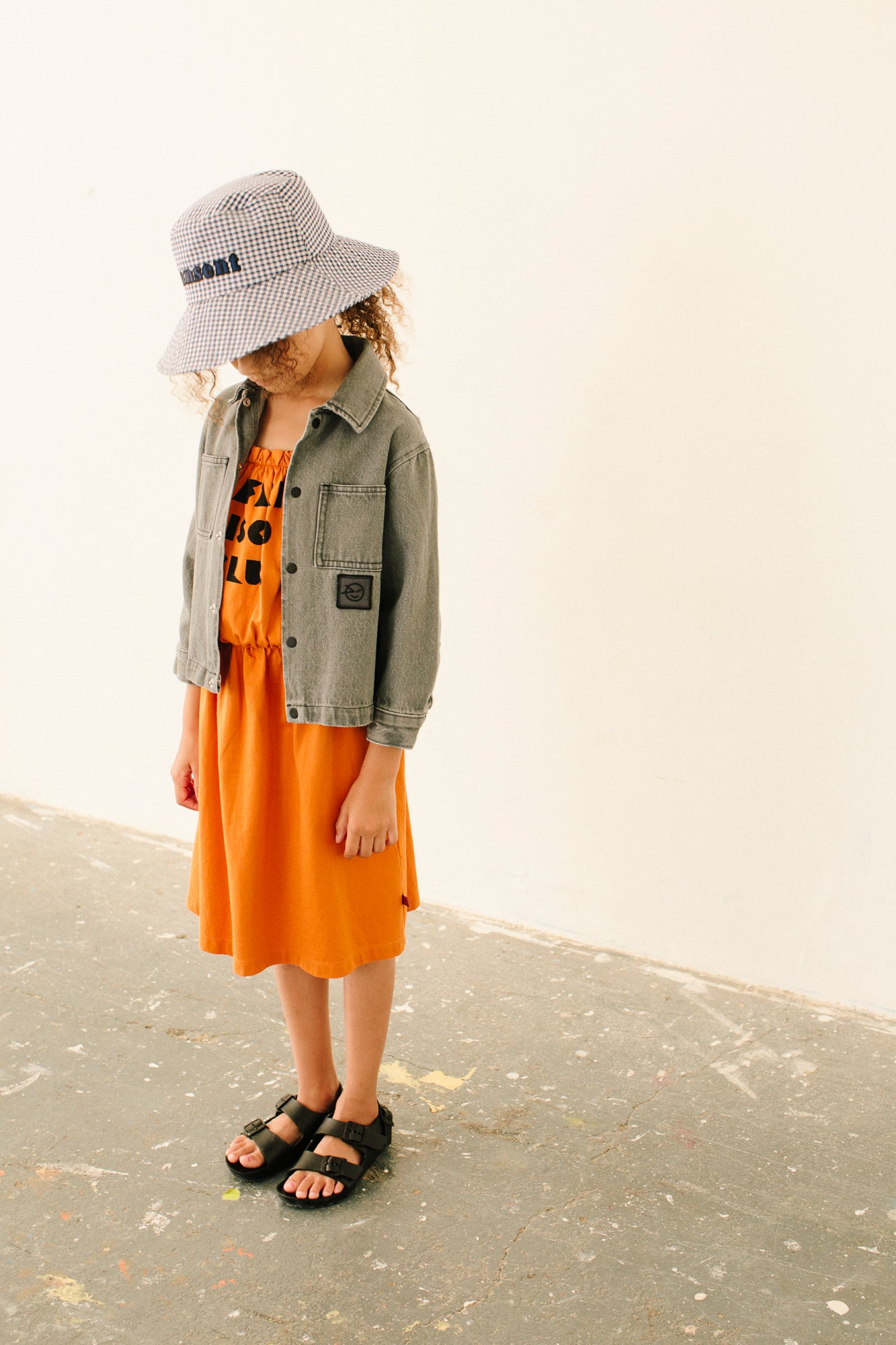 Girls Orange Logo Cotton Dress