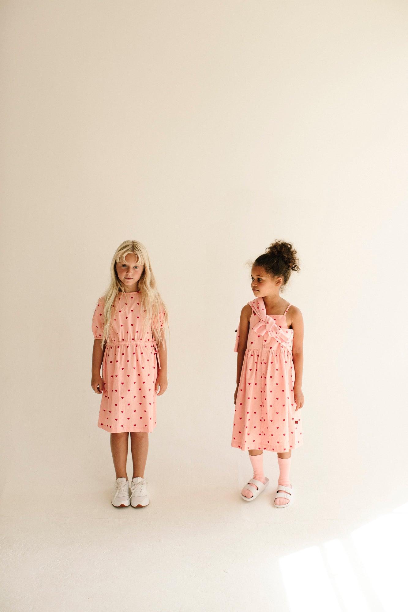 Girls Pink Heart Cotton Dress