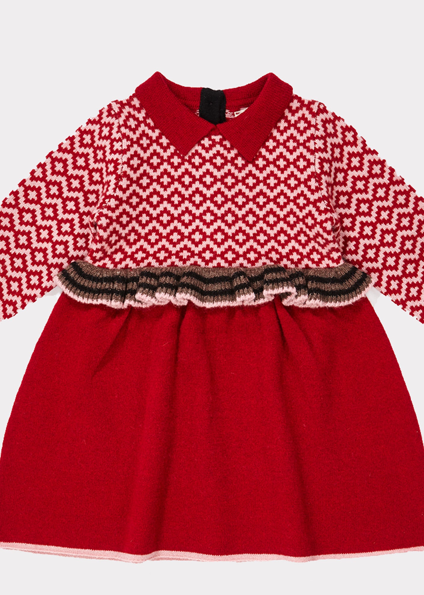 Baby Girls Red Waist Wool Dress