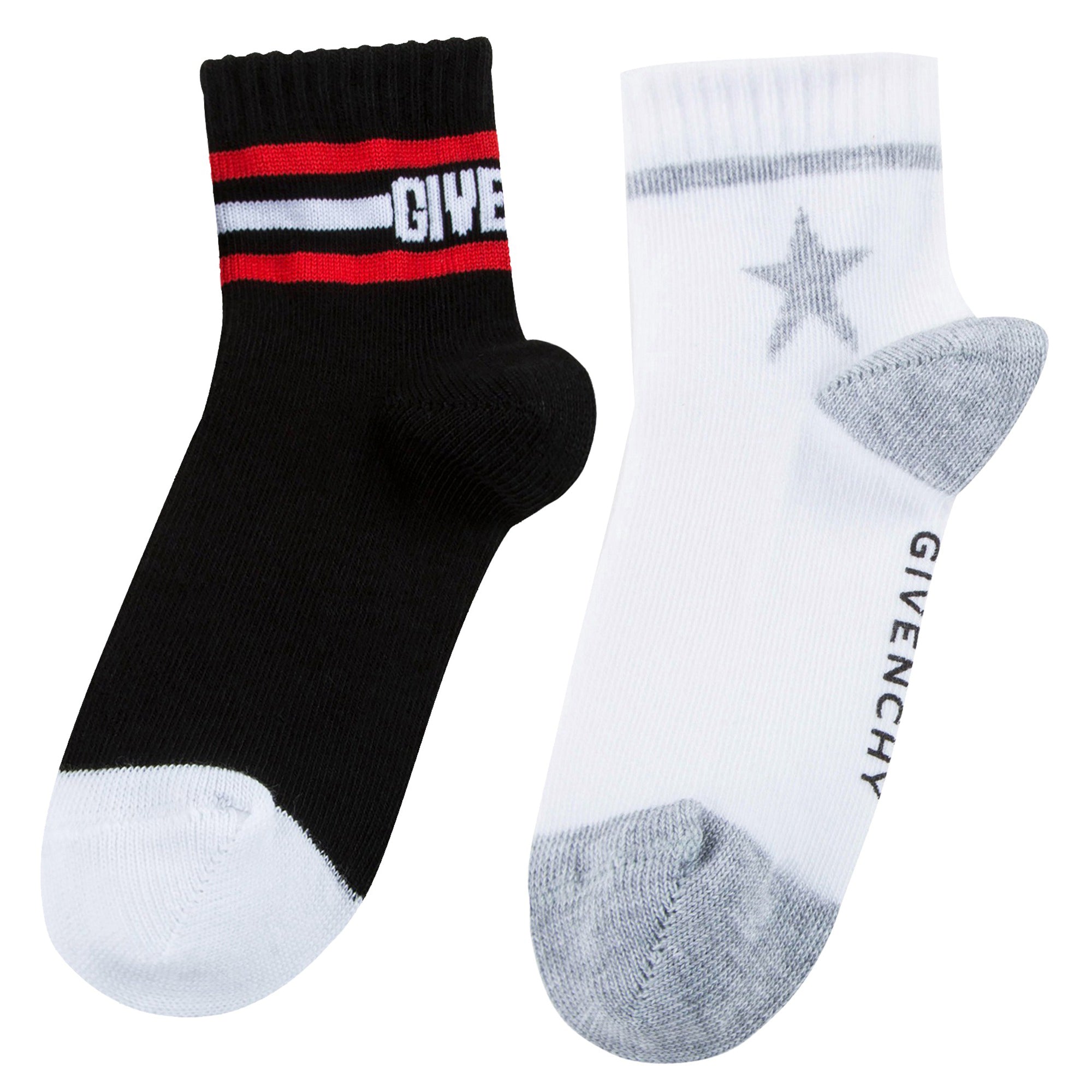 Girls & Boys Black & White Logo Cotton Socks（Two Pairs）